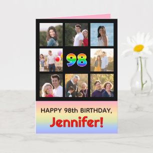 Carte 98e anniversaire : Arc-en-ciel amusant #, photos p