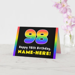 Carte 98e anniversaire : Arc-en-ciel coloré # 98, Nom pe