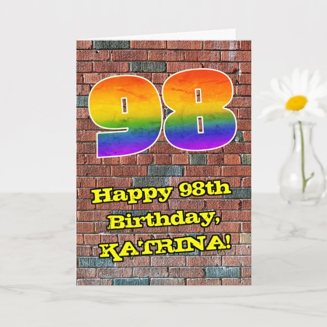 Carte 98e anniversaire : Arc en ciel inspiré par les gra (Petite plante)