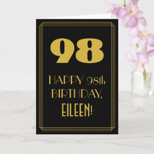 Carte 98e anniversaire ~ Art Déco Inspiré Look "98" & No