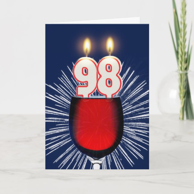 Carte 98e anniversaire avec vin et bougies (Devant)