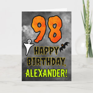 Carte 98e anniversaire : Eerie Halloween Thème + Nom per