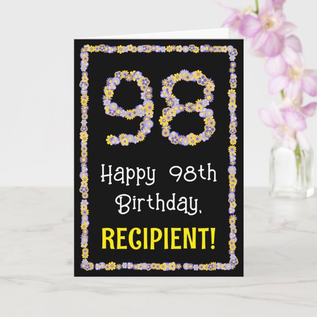 Carte 98e anniversaire : Floral Flowers Numéro, Nom pers (Orchidée)