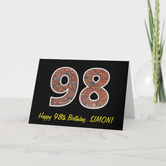 Carte 98e anniversaire - Motif de mur de briques "98" av (Devant)