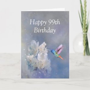 Carte 99 Jalon Anniversaire Jardin Fleurs de colibris 