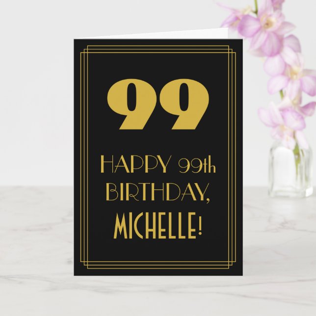 Carte 99e anniversaire ~ Art Déco Inspiré Look "99" & No (Orchidée)