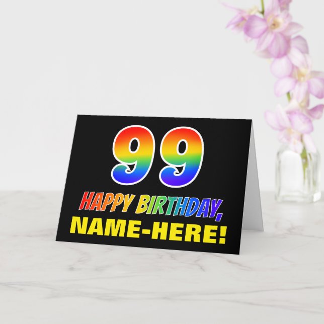 Carte 99e anniversaire : Bold, amusant, simple, arc-en-c (Orchidée)
