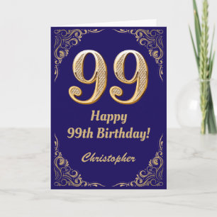 Carte 99e anniversaire Marine Parties scintillant bleu e
