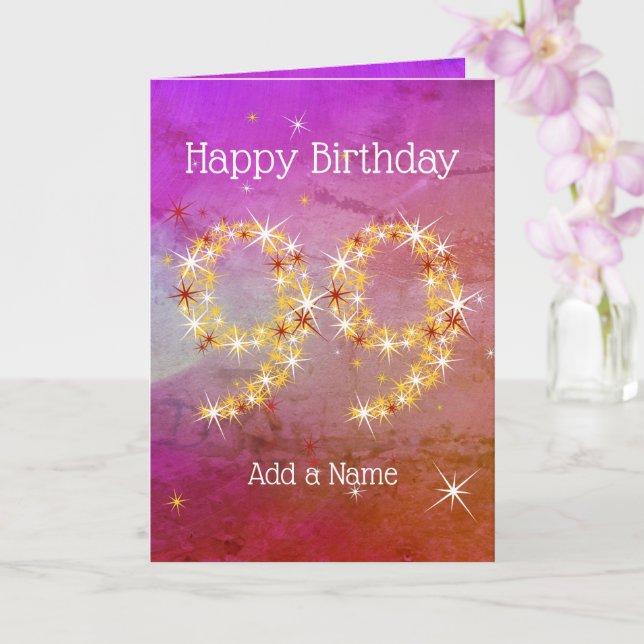 Carte 99e anniversaire - Numéro d'étoile - Rose pourpre  (Orchidée)