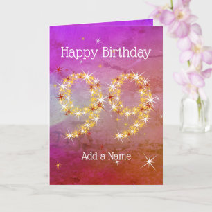 Carte 99e anniversaire - Numéro d'étoile - Rose pourpre