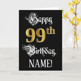 Carte 99e anniversaire — Script fantaisie; look or Faux;