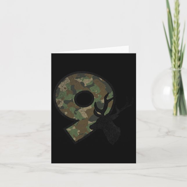 Carte 9 Neuf Ans Garçon Neuvième Anniversaire Pays Camo  (Devant)