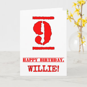 Carte 9e anniversaire : Amusant, Timbre en caoutchouc ro