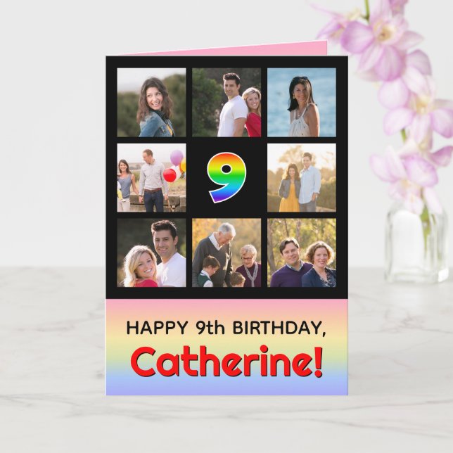 Carte 9e anniversaire : Arc-en-ciel amusant #, photos pe (Orchidée)