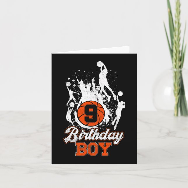 Carte 9e Anniversaire Basketball Thème Anniversaire Garç (Devant)