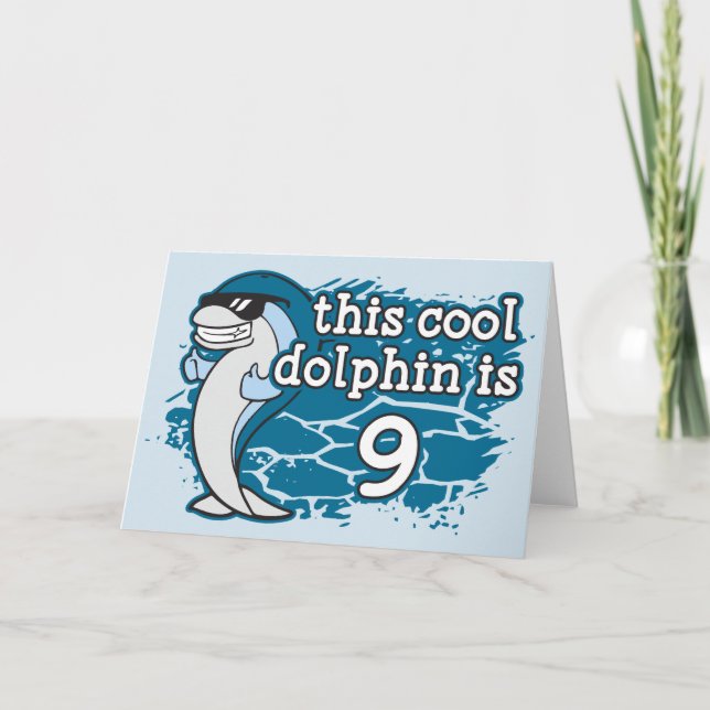 Carte 9e anniversaire de l'enfant Ce dauphin Cool est ne (Devant)