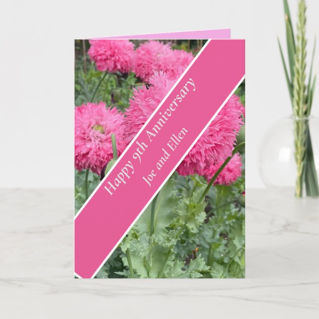 Carte 9e anniversaire du Mariage, Poppy (Devant)