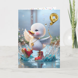 Carte 9e anniversaire Duck Dancing In the Rain Puddle