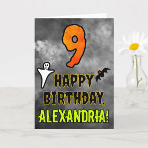 Carte 9e anniversaire : Eerie Halloween Thème + Nom pers
