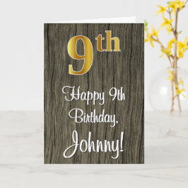 Carte 9e anniversaire : Elégant look Faux Gold #, Faux W