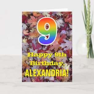 Carte 9e anniversaire; feuilles d'automne rustiques; arc