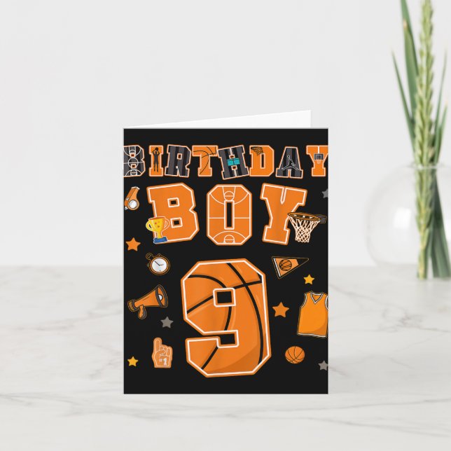 Carte 9e anniversaire Garçon 9 ans Basketball fête Neuf  (Devant)