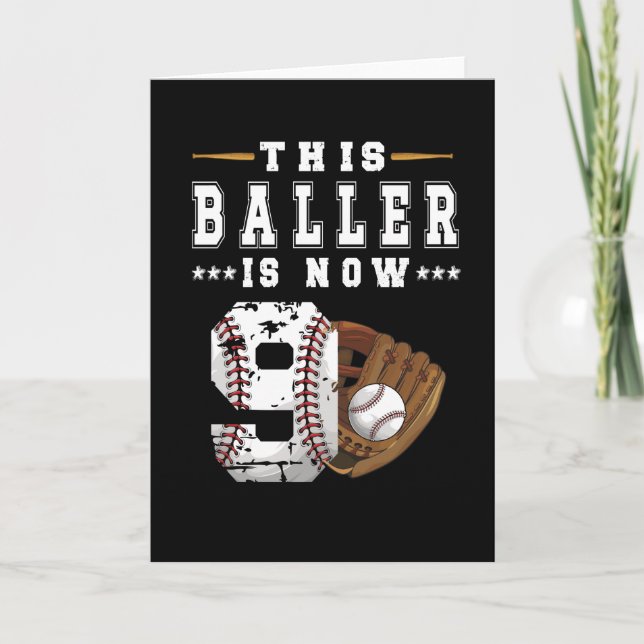 Carte 9e anniversaire Gift Joueur de baseball 9 ans Garç (Devant)