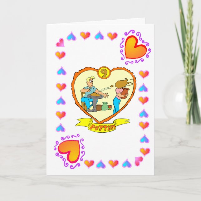 Carte 9e anniversaire - Poterie (Devant)