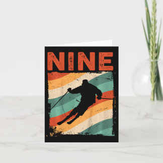Carte 9e Anniversaire Retro Ski Ski 9 ans Garçons Fille