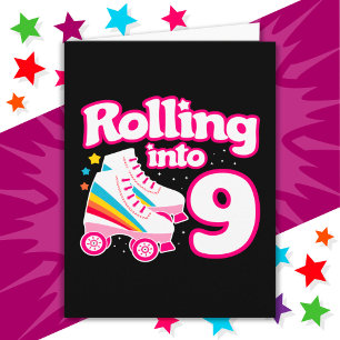 Carte 9e anniversaire Roller Skate 9 ans