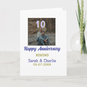 Carte À 10 ans d'anniversaire de mariage violet doré