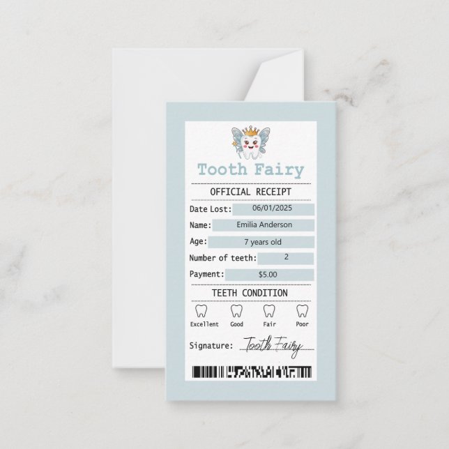 Carte à billet plat à recevoir à la dent bleue (Devant)
