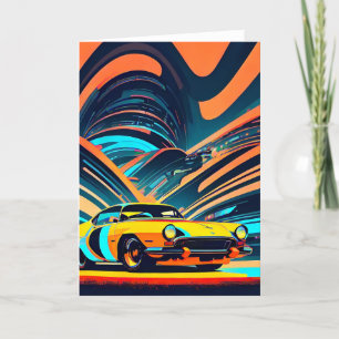 Carte à billets vierges de voiture de course jaune