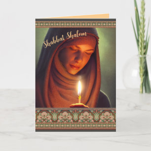 Carte à bougie Shabbat Shalom pour femme juive