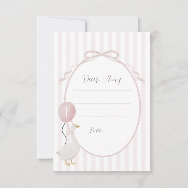 Carte à capsule temps oie rose (Devant)