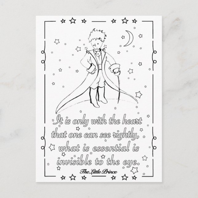 Carte à colorier Petit Prince (Devant)