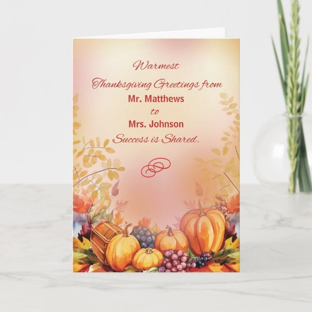 Carte À et depuis Thanksgiving Business Customers (Devant)