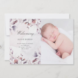 carte à faire-part de naissance florale à chute bl