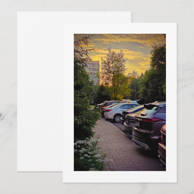 Carte à Faire-part Plat Golden Hour - Personnalisa (Devant / Derrière)