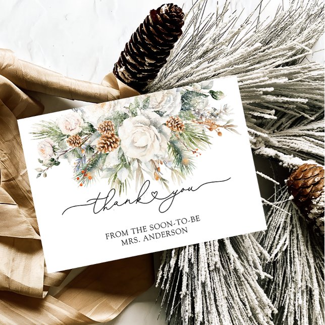 Carte À feuillage persistant Élégant Merci de Fête des m (Créateur téléchargé)