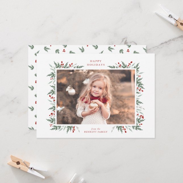 Carte À feuillage persistant et baies (Devant/Arrière en situation)