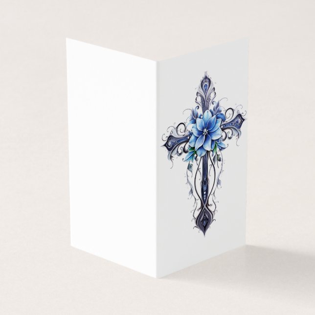 Carte à fleurs Croix Bleue Personnalisée (Outside)