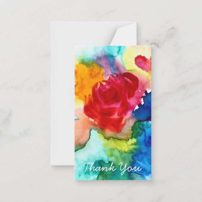 Carte à fleurs d'art rose pavot aquarelle (Devant)