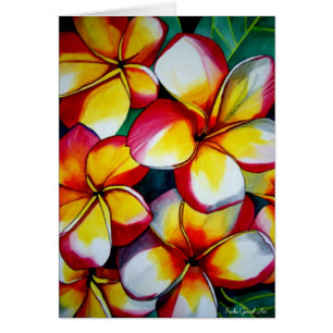 Carte à fleurs Frangipani rose de Sacha Grossel Ar