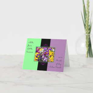 Carte à fleurs Inspirational Quote Purple Pansies