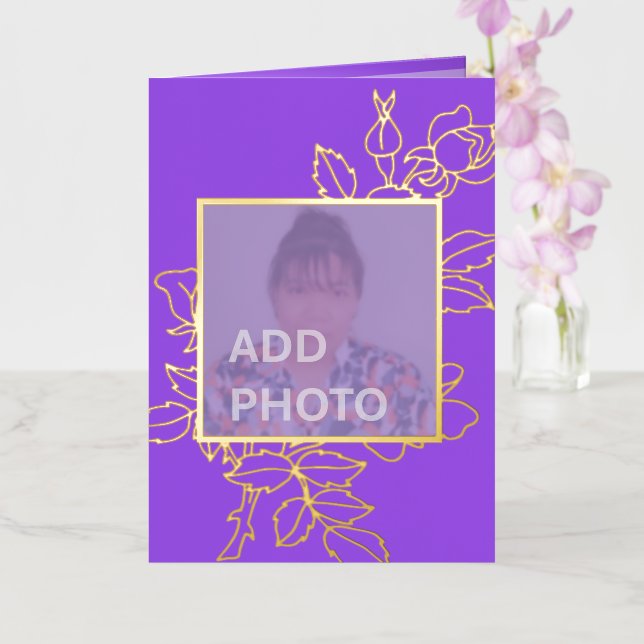 Carte à huile d'or de conception florale violet (Orchidée)
