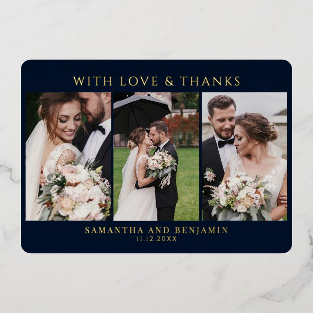 Carte à huile d'or de Mariage de photo moderne (Recto)