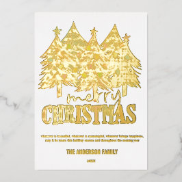 Carte à huile d'or moderne Joyeux Noël Arbres