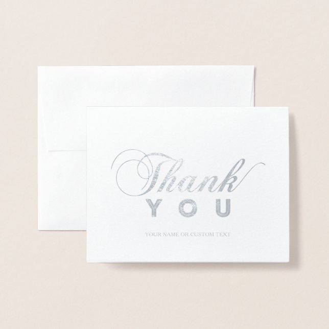 Carte à huile en argent Merci de typographie moder (Devant avec enveloppe)