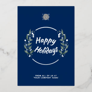 Carte à huile en argent Wreath Navy Blue Business 